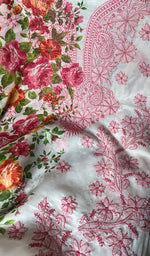 将图像加载到图库查看器中, Women's Lakhnavi Handcrafted Cotton Chikankari Unstitched Kurti Fabric - HONC0284349