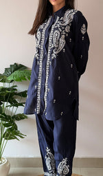 将图像加载到图库查看器中, Devanshi Women's Lakhnavi Handcrafted Cotton Chikankari Kurta And Palazzo Set - HONC0358508