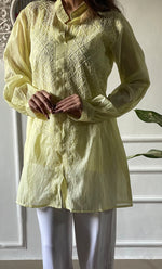 Load image into Gallery viewer, Women's Lakhnavi Handcrafted Mul Chanderi Chikankari Top - HONC0312909