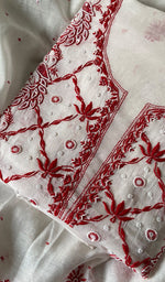 Load image into Gallery viewer, Shirin Women's Lakhnavi Handcrafted Mul Chanderi Unstitched Kurta And Dupatta Set - HONC0249187