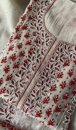 Load image into Gallery viewer, Saziya Women's Lakhnavi Handcrafted Mul Chanderi Semi - Stitched Kurta And Dupatta Set - HONC0270726