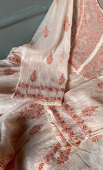 将图像加载到图库查看器中, Women's Lakhnavi Handcrafted Mul Chanderi Semi - Stitched Kurta And Dupatta Set - HONC0273083