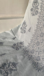 Load image into Gallery viewer, Women's Lakhnavi Handcrafted Mul Chanderi Unstitched Chikankari Full Suit Material - HONC0295747
