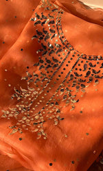 将图像加载到图库查看器中, Marifa Women's Lakhnavi Handcrafted Pure Organza Chikankari Unstitched Kurta And Dupatta Set- HONC0292529
