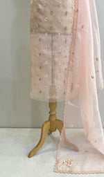 将图像加载到图库查看器中, Women's Lakhnavi Handcrafted Pure Organza Chikankari Unstitched Kurta And Dupatta Set- HONC0209006