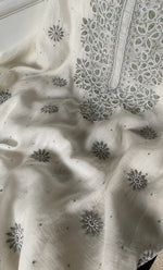 Load image into Gallery viewer, Women's Lakhnavi Handcrafted Mul Chanderi UnStitched Kurta And Dupatta Set - HONC0314858