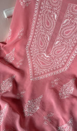 Load image into Gallery viewer, Women's Lakhnavi Handcrafted Cotton Unstitched Kurta And Dupatta Set - HONC0185417