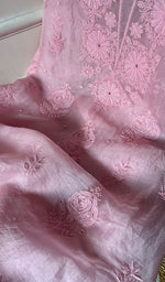 将图像加载到图库查看器中, Women's Lakhnavi Handcrafted Pure Organza Chikankari Unstitched Kurta And Dupatta Set- HONC0269561