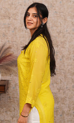 Load image into Gallery viewer, Yusra Women's Lakhnavi Handcrafted Viscose Georgette Chikankari Kurti - HONC0282694