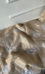Load image into Gallery viewer, Women's Lakhnavi Handcrafted Tissue Chanderi Unstitched Chikankari Kurta And Dupatta Set - HONC0332082