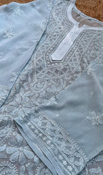 Load image into Gallery viewer, Safiya Women's Lakhnavi Handcrafted Viscose Georgette Chikankari Kurti- HONC0276106