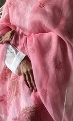 将图像加载到图库查看器中, Women's Lucknowi Handcrafted Pure Organza Silk Chikankari Dupatta - HONC046131
