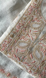 Load image into Gallery viewer, Nagma Women's Lakhnavi Handcrafted Linen Cotton Chikankari Kurta And Dupatta Set- HONC0250085