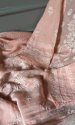 将图像加载到图库查看器中, Women's Lakhnavi Handcrafted Mul Chanderi Semi - Stitched Kurta And Dupatta Set - HONC0284759