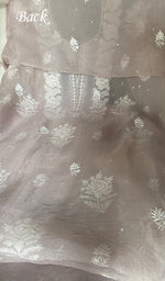 Load image into Gallery viewer, Women's Lakhnavi Handcrafted Pure Organza Chikankari Unstitched Kurta And Dupatta Set- HONC0361466
