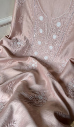 将图像加载到图库查看器中, Women's Lucknowi Handcrafted Chanderi Silk Chikankari Kurta Dupatta Set - HONC0271293