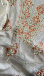将图像加载到图库查看器中, Women's Lakhnavi Handcrafted Mul Chanderi Unstitched Kurta And Dupatta Set - HONC0266916