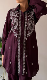 Load image into Gallery viewer, Devanshi Women's Lakhnavi Handcrafted Cotton Chikankari Kurta And Palazzo Set - HONC0358515