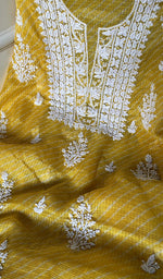 将图像加载到图库查看器中, Women's Lakhnavi Handcrafted Kota Cotton Chikankari Unstitched Kurti Fabric - HONC0268835