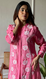 将图像加载到图库查看器中, Women's Lakhnavi Handcrafted Cotton Chikankari Kurta And Palazzo Set - HONC0289195