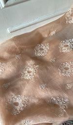 Load image into Gallery viewer, Women's Lakhnavi Handcrafted Pure Organza Chikankari Unstitched Kurta Dupatta Set- HONC0365705