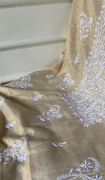 将图像加载到图库查看器中, Women's Lakhnavi Handcrafted Tissue Chanderi Unstitched Chikankari Kurta And Dupatta Set - HONC0322415