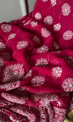 将图像加载到图库查看器中, Women's Lucknowi Handcrafted Faux-Georgette Chikankari Suit Material - HONC0311926