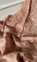 Load image into Gallery viewer, Women's Lakhnavi Handcrafted Chanderi  Silk Semi - Stitched Kurta And Dupatta Set- HONC0273154