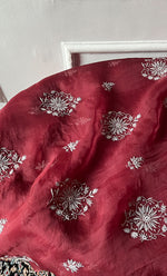 将图像加载到图库查看器中, Women's Lakhnavi Handcrafted Pure Organza Chikankari Unstitched Kurta And Dupatta Set- HONC0288594