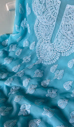 将图像加载到图库查看器中, Women's Lucknowi Handcrafted Faux-Georgette Chikankari Suit Material - HONC0263019