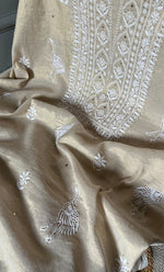 将图像加载到图库查看器中, Women's Lakhnavi Handcrafted Tissue Chanderi Unstitched Kurta And Dupatta Set - HONC0267164
