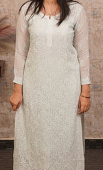 Load image into Gallery viewer, Fareeha Women's Lakhnavi Handcrafted Viscose Georgette Chikankari Kurti - HONC0282661
