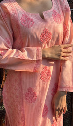 Load image into Gallery viewer, Masooma Women's Lucknowi Handcrafted Chanderi Silk Chikankari Kurti - HONC0257297