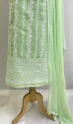 将图像加载到图库查看器中, Women's Lakhnavi Handcrafted Cotton Chikankari Suit Material - HONC0217829