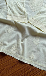 将图像加载到图库查看器中, Women's Lakhnavi Handcrafted Cotton Chikankari Top - HONC0214055