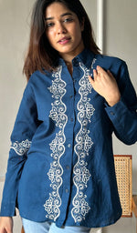 Load image into Gallery viewer, Women's Lucknowi Handcrafted Slub Cotton Chikankari Top - HONC0299058
