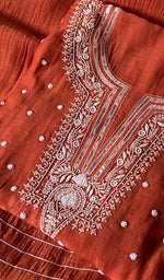 Load image into Gallery viewer, Women's Lakhnavi Handcrafted Mul Chanderi Semi- stitched Kurta And Dupatta Set- HONC0328241