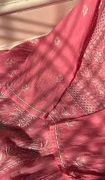 将图像加载到图库查看器中, Women's Lakhnavi Handcrafted Mul Chanderi Semi - Stitched Kurta And Dupatta Set - HONC0265366