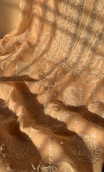 Load image into Gallery viewer, Women's Lakhnavi Handcrafted Maheshwari Mul Chanderi Unstitched Kurta And Dupatta Set - HONC0286685