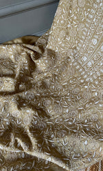 Load image into Gallery viewer, Women's Lakhnavi Handcrafted Munga Silk Unstitched Chikankari Kurta And Dupatta Set- HONC0282389