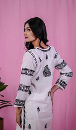 Load image into Gallery viewer, Women's Lakhnavi Handcrafted Chanderi Silk Chikankari Kurta And Palazzo Set - HONC0218627