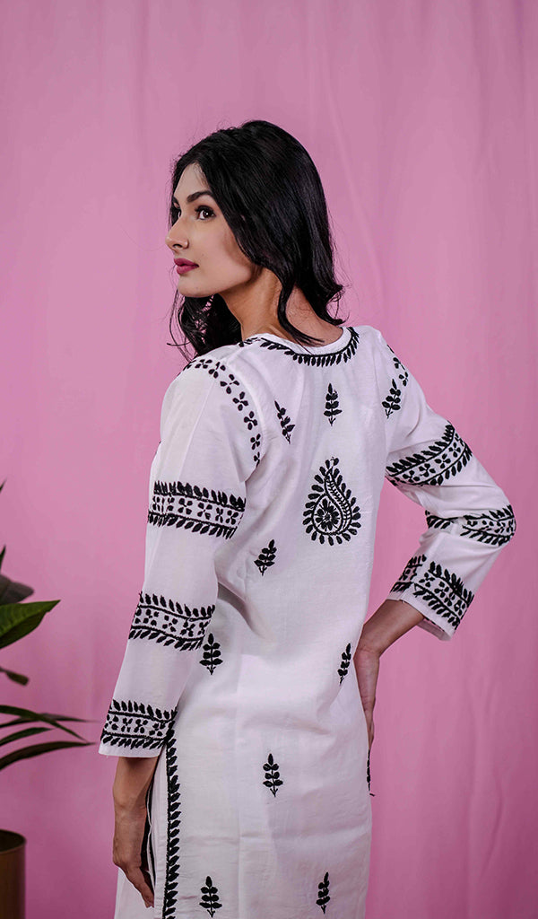 Women's Lakhnavi Handcrafted Chanderi Silk Chikankari Kurta And Palazzo Set - HONC0218627