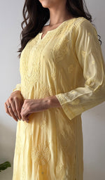 Load image into Gallery viewer, Women's Lakhnavi Handcrafted Modal Cotton Chikankari Kurti And Plazzo Set - HONC0371322