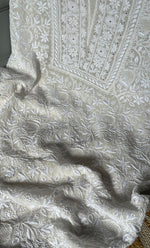 将图像加载到图库查看器中, Women's Lakhnavi Handcrafted Pure Silk Georgette Chikankari Kurta And Dupatta Set- HONC0294501