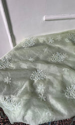Load image into Gallery viewer, Women's Lakhnavi Handcrafted Organza Chikankari Unstitched Full Suit Material - HONC0258373