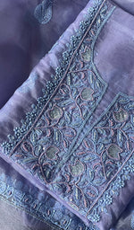 Load image into Gallery viewer, Women's Lakhnavi Handcrafted Organza Chikankari Unstitched Full Suit Material - HONC0250868