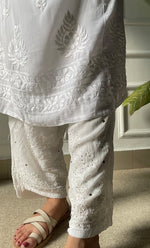 Load image into Gallery viewer, Women's Lucknowi Handcrafted Viscose Georgette Chikankari Pant - HONC0291672