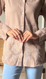 将图像加载到图库查看器中, Women's Lakhnavi Handcrafted Cotton Chikankari Top - HONC0293109