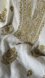 将图像加载到图库查看器中, Women's Lakhnavi Handcrafted Mul Chanderi Unstitched Kurta And Dupatta Set - HONC0248430