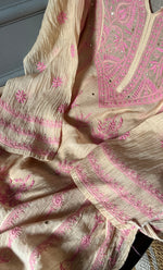 Load image into Gallery viewer, Women's Lakhnavi Handcrafted Mul Chanderi Semi - Stitched Anarkali And Dupatta Set - HONC0282401